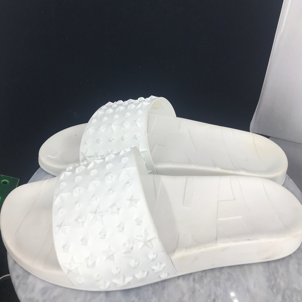 Jimmy choo Mens Rey star white Rubber embossed pool slides size 41